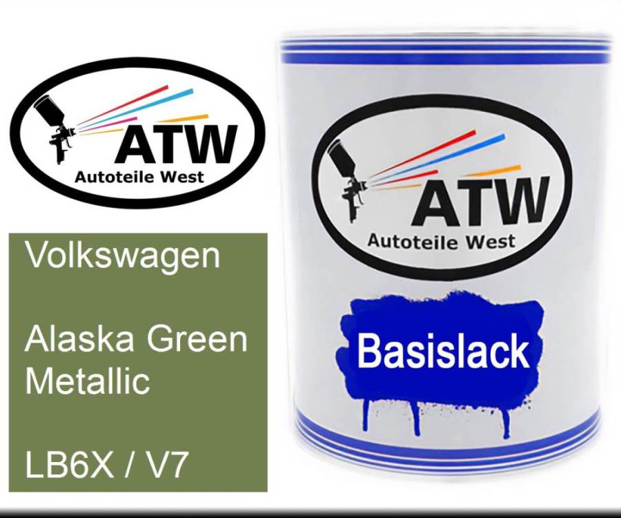 Volkswagen, Alaska Green Metallic, LB6X / V7: 1L Lackdose, von ATW Autoteile West.